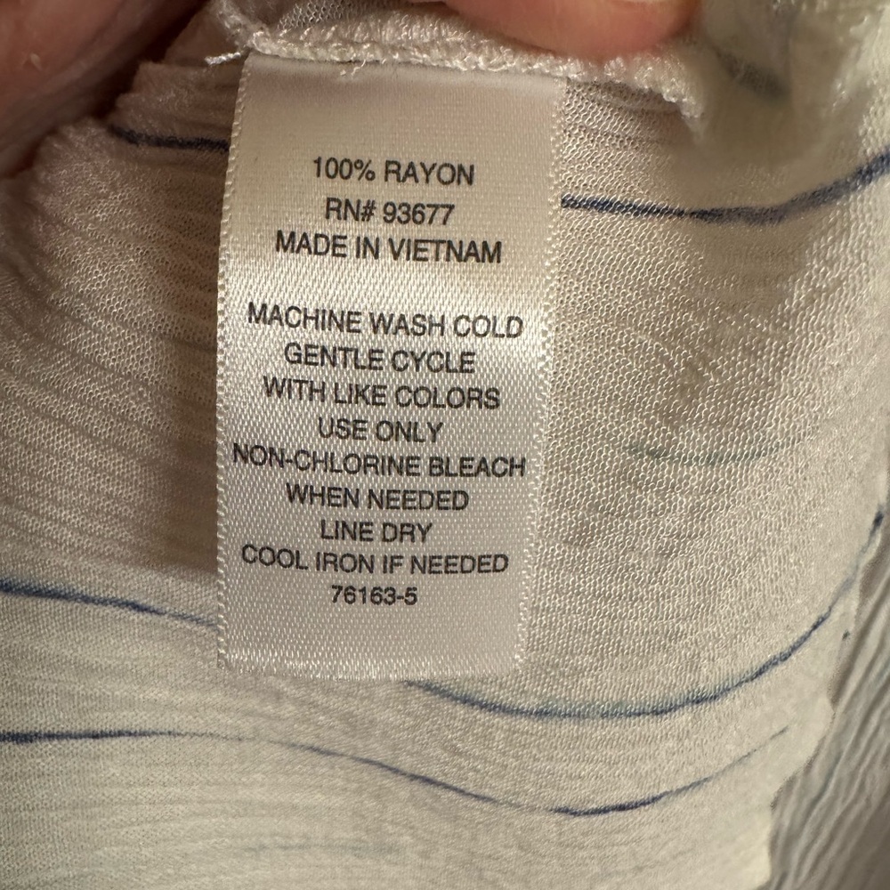 NWOT, size XXL a.n.a. long sleeve white button down blouse with blue stripes - Picture 5 of 14